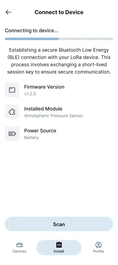 QR code scanning interface for secure device onboarding