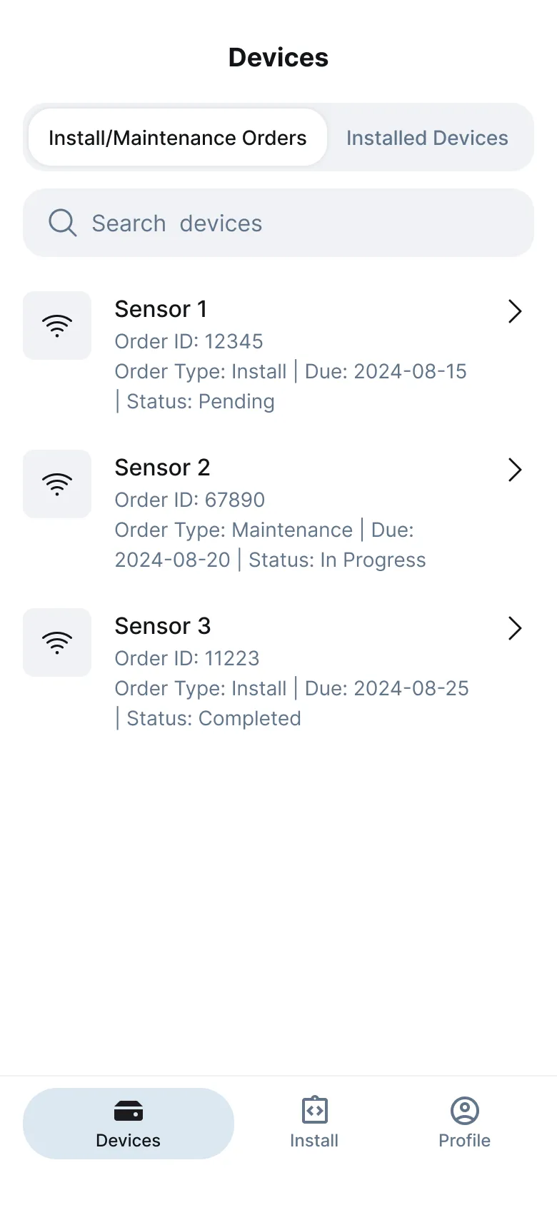 Main interface showing pending installations