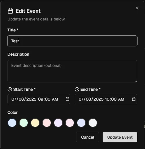 Edit Event Modal