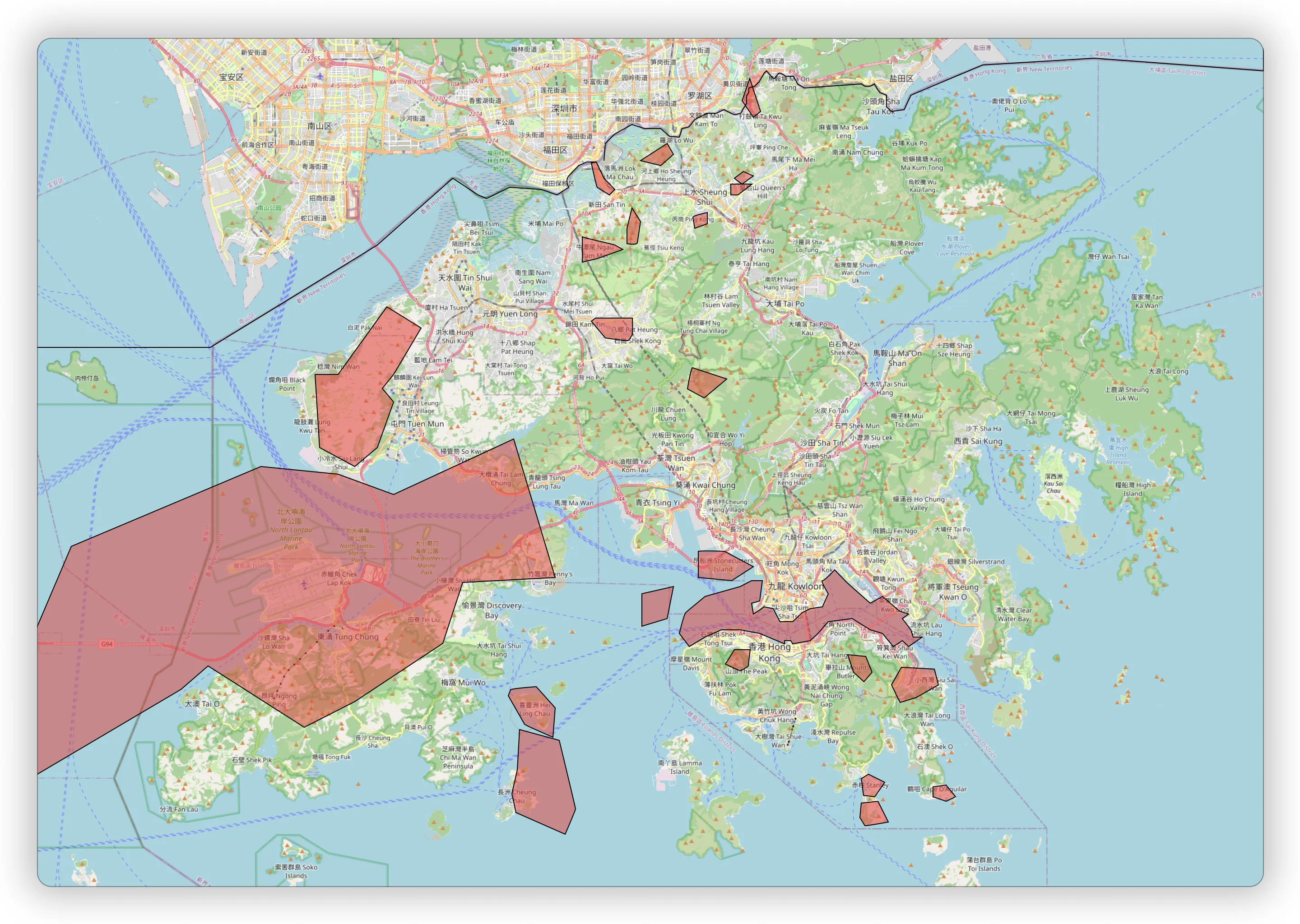 Geofence constraints in coastal airspace