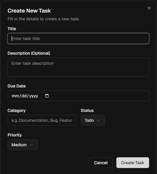Task Creation Modal